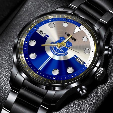 Everton EPL Personalized Black Stainless Steel Watch Gift For Fans