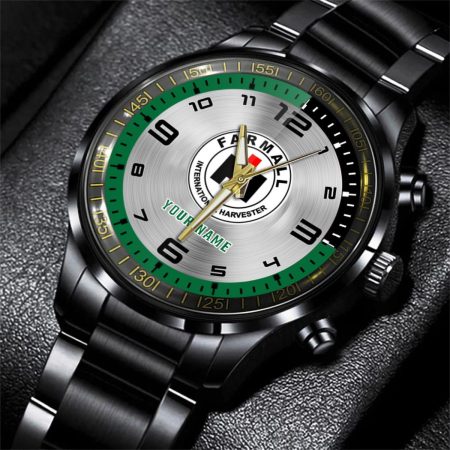 Farmall Tractor Personalized Black Stainless Steel Hand Watch For Fan