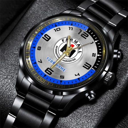 Farmall Tractor Personalized Black Stainless Steel Hand Watch For Fan