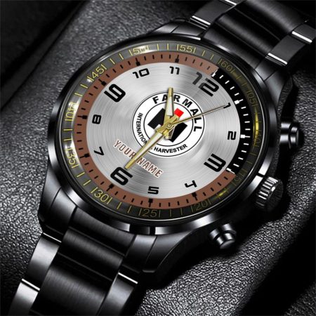 Farmall Tractor Personalized Black Stainless Steel Hand Watch For Fan