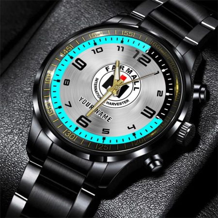 Farmall Tractor Personalized Black Stainless Steel Hand Watch For Fan