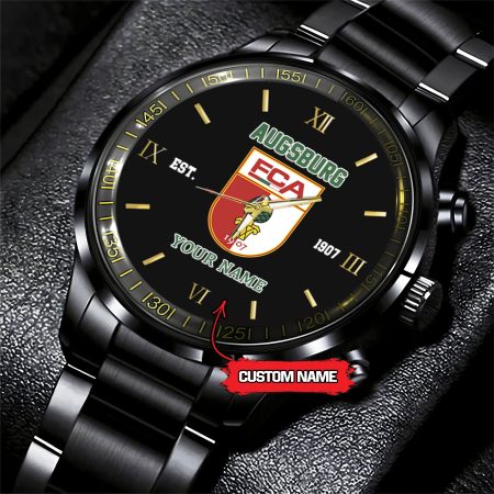 FC Augsburg Bundesliga New Personalized Black Stainless Steel Watch Gifts For Fans