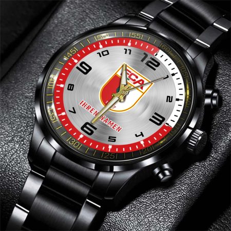 FC Augsburg Bundesliga Personalized Black Stainless Steel Hand Watch For Fan