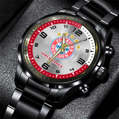FC Bayern Munchen Bundesliga Personalized Black Stainless Steel Hand Watch For Fan