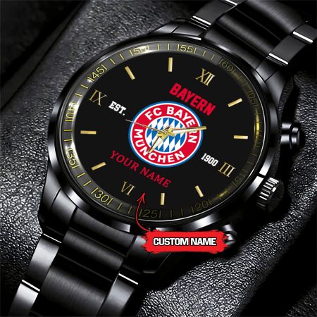 FC Bayern Munich Bundesliga New Personalized Black Stainless Steel Watch Gifts For Fans