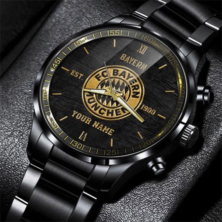 FC Bayern Munich Bundesliga Personalized Black Hand Watch Gift For Fans