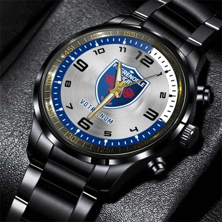 FC Grenoble Rugby Top 14 Personalized Black Stainless Steel Hand Watch For Fan
