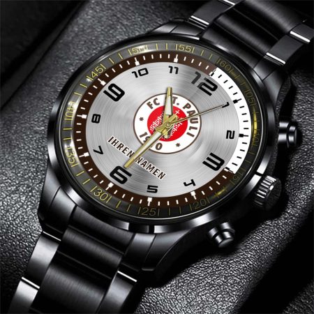 FC St. Pauli Bundesliga Personalized Black Stainless Steel Hand Watch For Fan