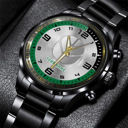 Fiatagri Tractor Personalized Black Stainless Steel Hand Watch For Fan