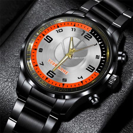Fiatagri Tractor Personalized Black Stainless Steel Hand Watch For Fan