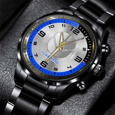 Fiatagri Tractor Personalized Black Stainless Steel Hand Watch For Fan