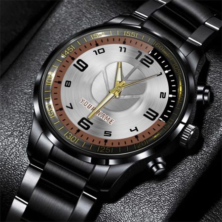Fiatagri Tractor Personalized Black Stainless Steel Hand Watch For Fan