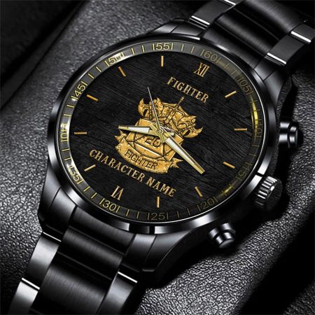 Fighter Dungeons & Dragons Game Black Fashion Watch Custom Character Name