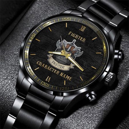 Fighter Dungeons & Dragons Game Black Fashion Watch Custom Character Name