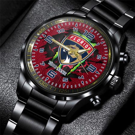 Florida Panthers NHL Personalized 3D Black Men Hand Watch Gift For Fans