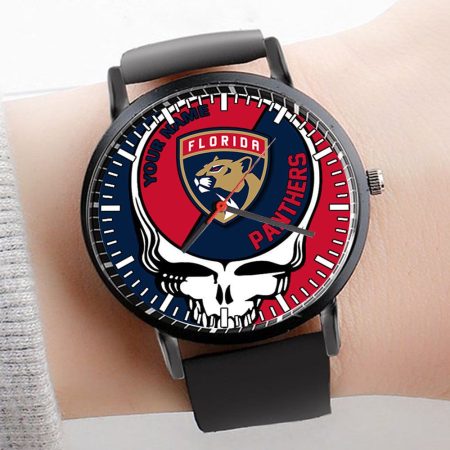 Florida Panthers NHL Personalized 3D Men Leather Hand Watch Gift For Fans For Father