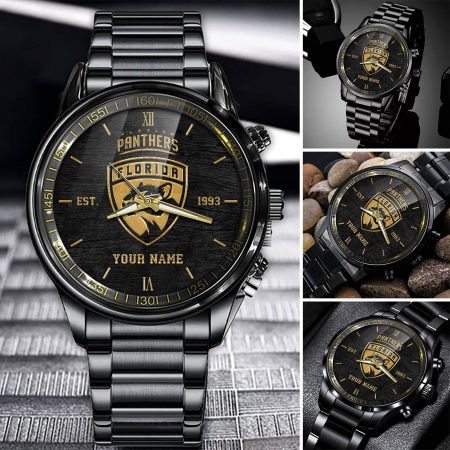 Florida Panthers NHL Personalized Black Fashion Watch For Fans
