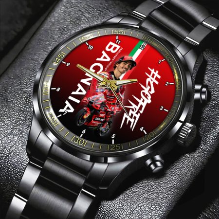 Francesco Bagnaia MotoGP Black Stainless Steel Watch Gift For Fan
