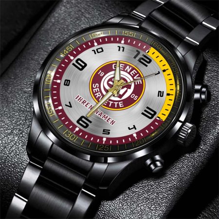 Geneve-Servette HC NL Personalized Black Stainless Steel Hand Watch For Fan