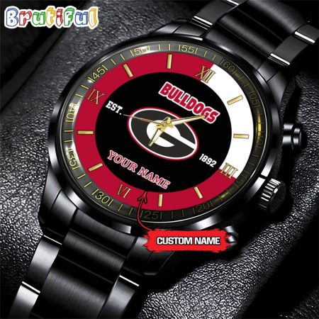 Georgia Bulldogs NCAA Personalized Black Hand Watch For Fans