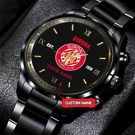 Girona LaLiga Personalized Black Hand Watch Gifts For Fan Club
