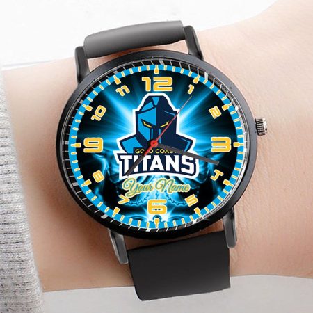 Gold Coast Titans NRL 3D Men Leather Hand Watch Personalized Gift For Fans For Father For Fan
