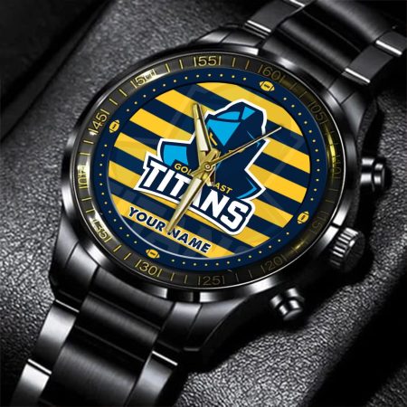 Gold Coast Titans NRL New Personalized Black Hand Watch Gifts For Fans