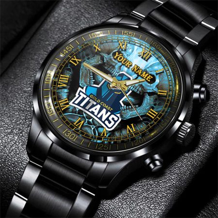 Gold Coast Titans NRL Personalized 3D Men Skull Hand Watch Gift For Fans