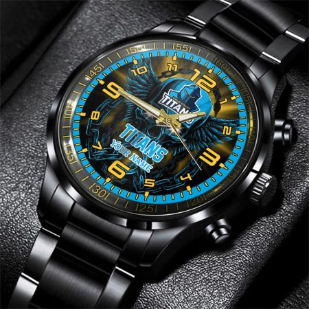 Gold Coast Titans NRL Personalized 3D Men Skull Hand Watch Gift For Fans For Father For Fan