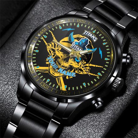 Gold Coast Titans NRL Personalized Black Hand Watch Gift For Fans