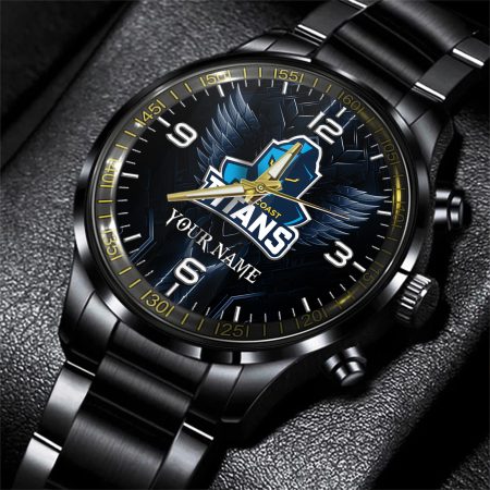 Gold Coast Titans NRL Personalized Black Hand Watch Gift For Fans