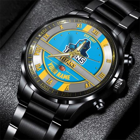 Gold Coast Titans NRL Personalized Black Hand Watch Gift For Fans