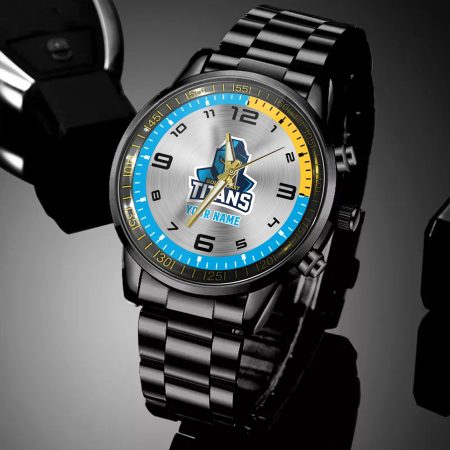 Gold Coast Titans NRL Personalized Black Hand Watch Gifts For Fans
