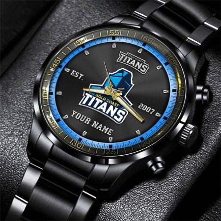 Gold Coast Titans NRL Personalized Sport Black Fashion Watch Gifts For Fans