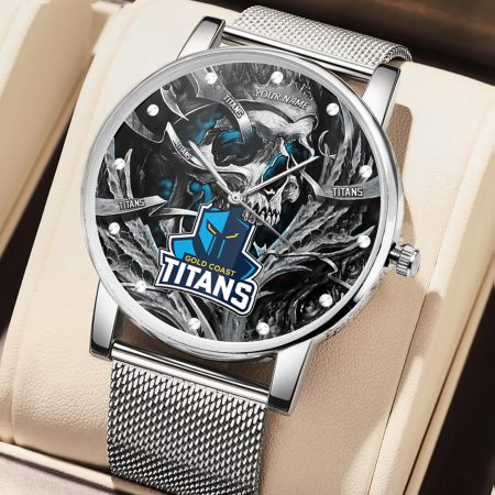 Gold Coast Titans NRL Skull 3D Women Hand Watch Personalized Gift For Fans