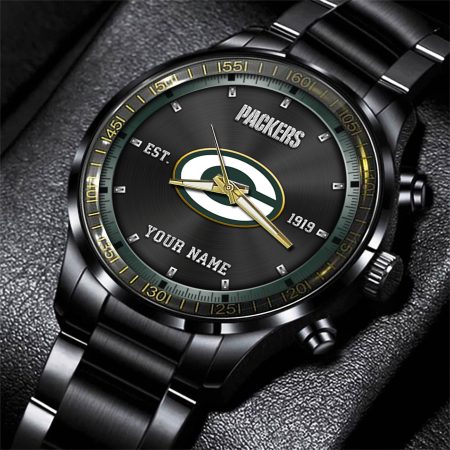 Green Bay Packers NFL Personalized Black Fashion Watch Gifts For Fans