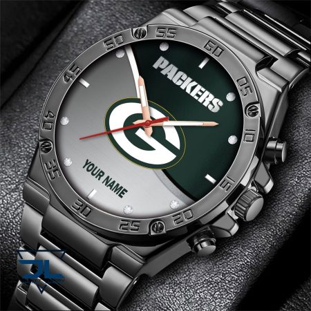 Green Bay Packers NFL Personalized Black Hand Watch Gifts For Fans