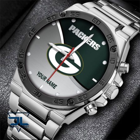 Green Bay Packers NFL Personalized Black Hand Watch Gifts For Fans