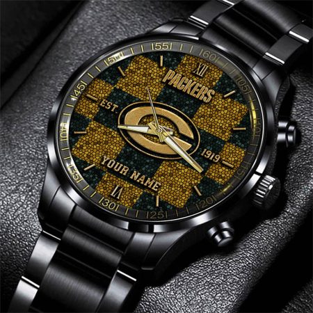 Green Bay Packers NFL Personalized Sport Black Watch Gifts For Fans