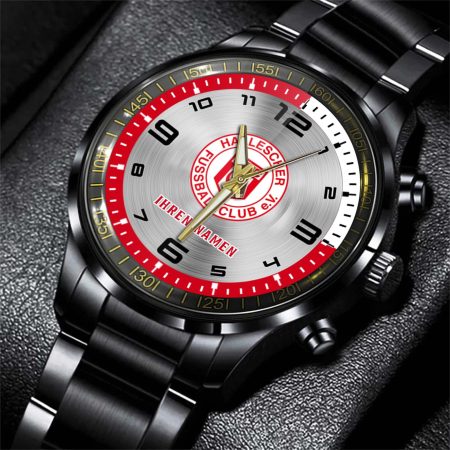 Hallescher FC Bundesliga Personalized Black Stainless Steel Hand Watch For Fan