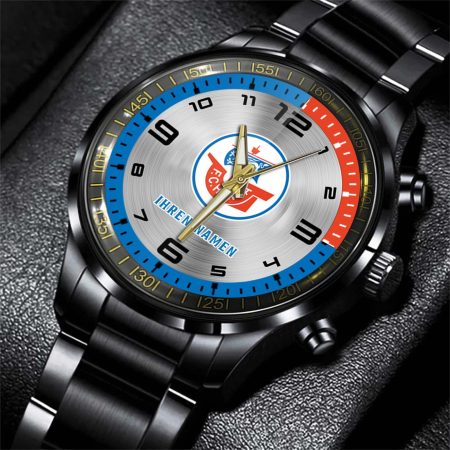Hansa Rostock Bundesliga Personalized Black Stainless Steel Hand Watch For Fan