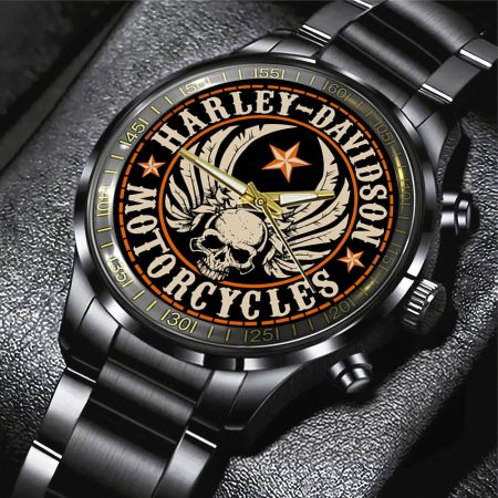 Harley Davidson Car Black Stainless Steel Watch Gift For Fan