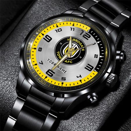 Harrogate Town EFL Personalized Black Stainless Steel Hand Watch For Fan