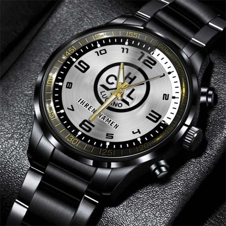 HC Lugano NL Personalized Black Stainless Steel Hand Watch For Fan