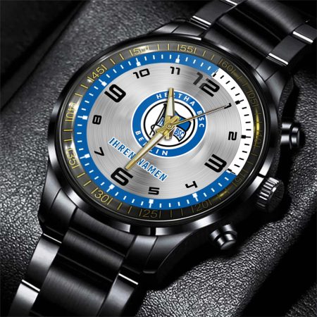 Hertha BSC Bundesliga Personalized Black Stainless Steel Hand Watch For Fan