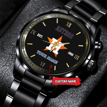 Houston Astros MLB Black Fashion Watch Custom Your Name For Fan