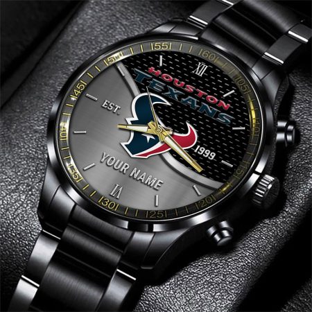 Houston Texans NFL Black Fashion Hand Watch Custom Your Name Gift For Fan