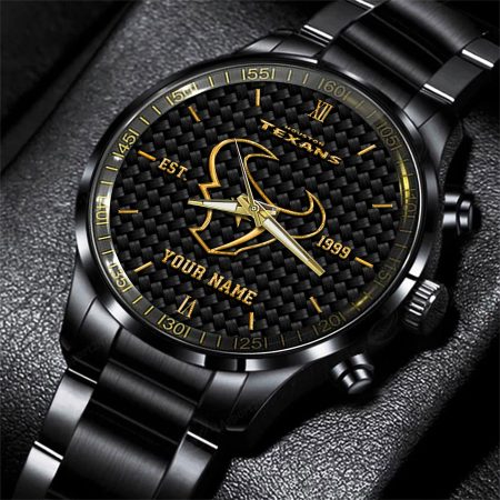 Houston Texans NFL Black Fashion Hand Watch Custom Your Name Gift For Fan