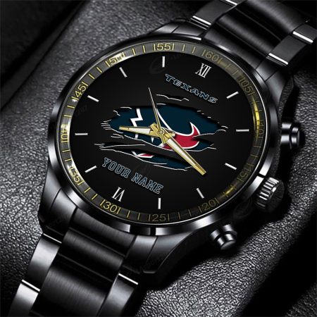 Houston Texans NFL Personalized Black Fashion Watch For Football Lovers For Fan