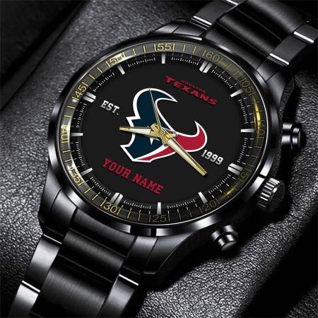 Houston Texans NFL Personalized Black Fashion Watch Gifts For Fans